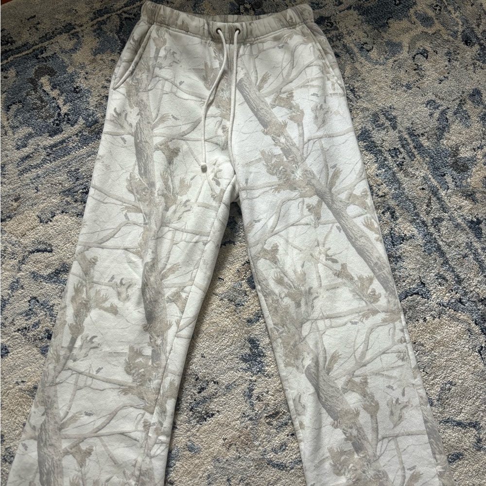 Gray Camouflage Track Pants With Drawstring Waist - image 1